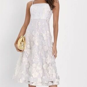 Lulu's White Sleeveless Spaghetti Strap Midi Dress